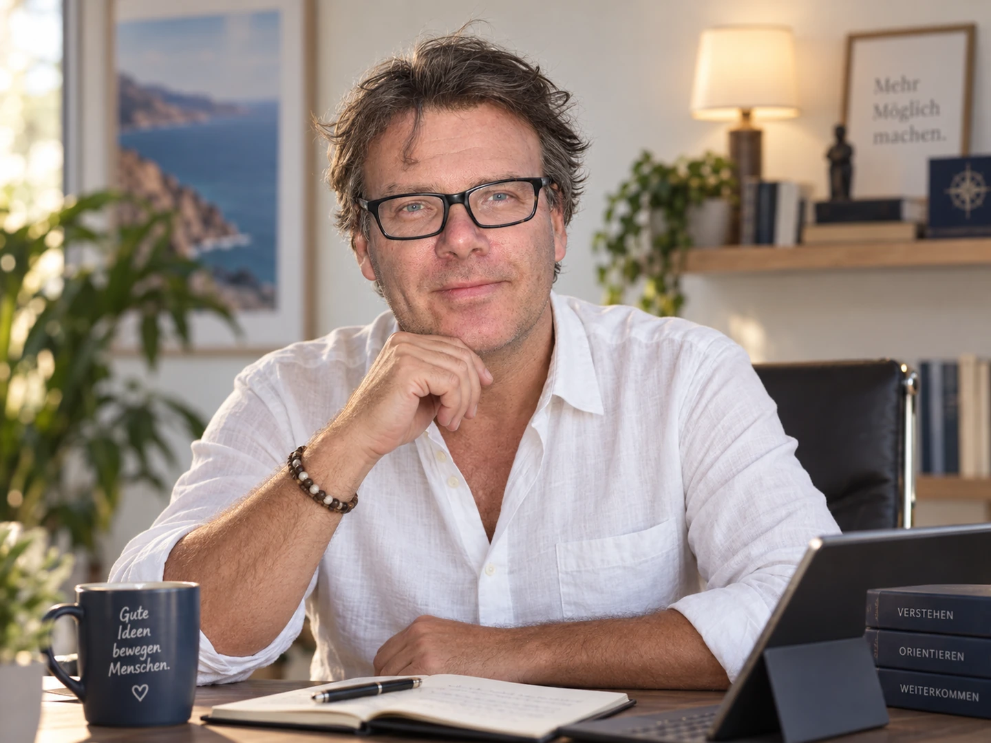 Bereitgestelltes Porträtmotiv von Lars Minth am Schreibtisch.