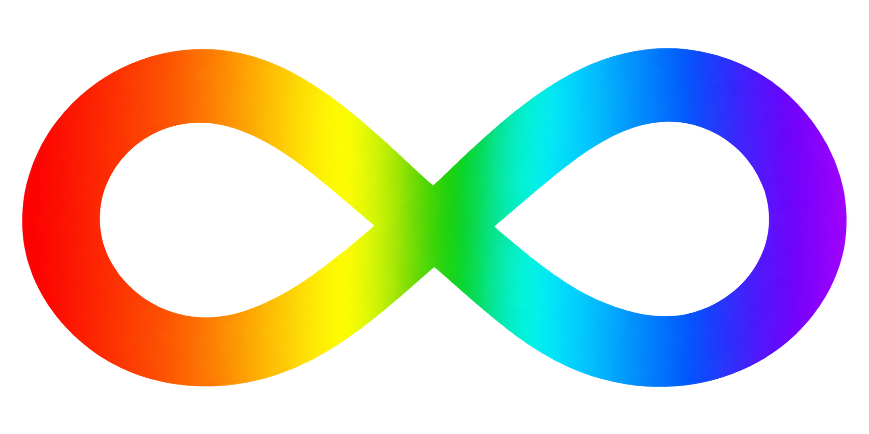 Mehrfarbiges Unendlichkeitszeichen als Symbol für Neurodiversität.